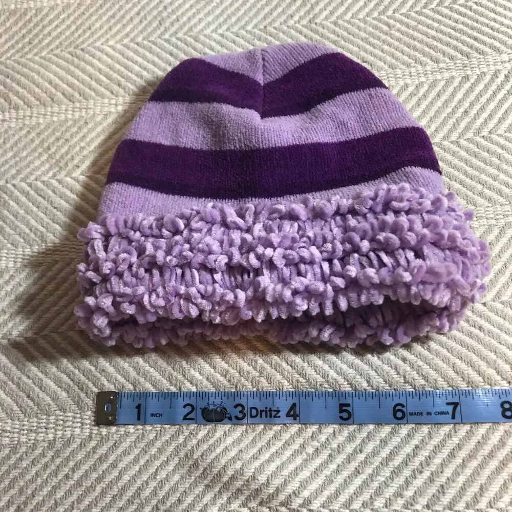 Beanie Purple Lavender Striped Chenille Kids Sock Hat Cap